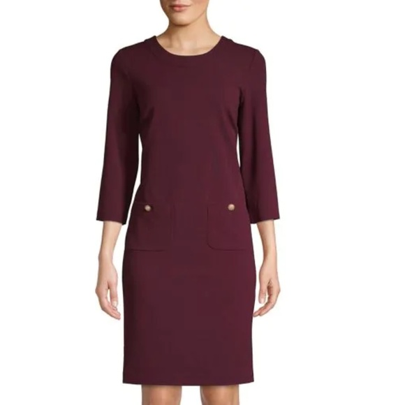 Karl Lagerfeld Purple Sleeve Dress Pearl Button - Picture 1 of 2